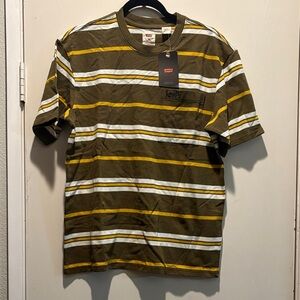 Levi's Men's Short Sleeve Striped Tee - Brown and Yellow